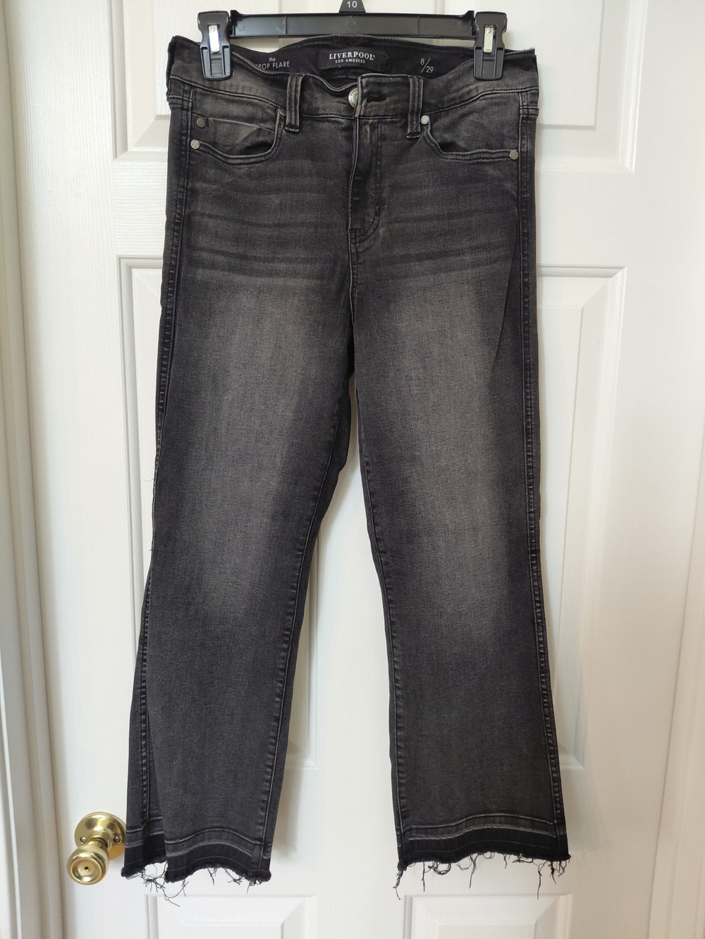 Liverpool Black Crop Frayed Hem Jeans
